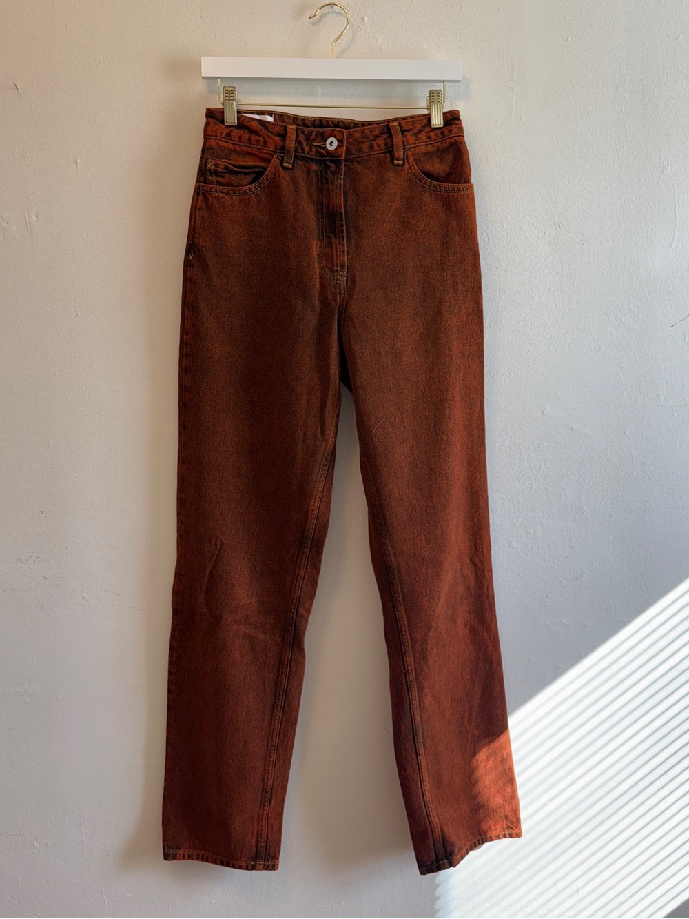 Women's High-Rise Straight Jeans in Rust